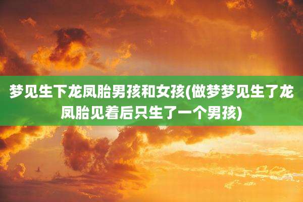 梦见生下龙凤胎男孩和女孩(做梦梦见生了龙凤胎见着后只生了一个男孩)