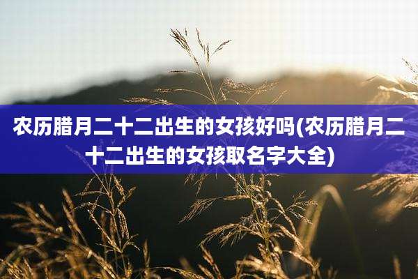 农历腊月二十二出生的女孩好吗(农历腊月二十二出生的女孩取名字大全)