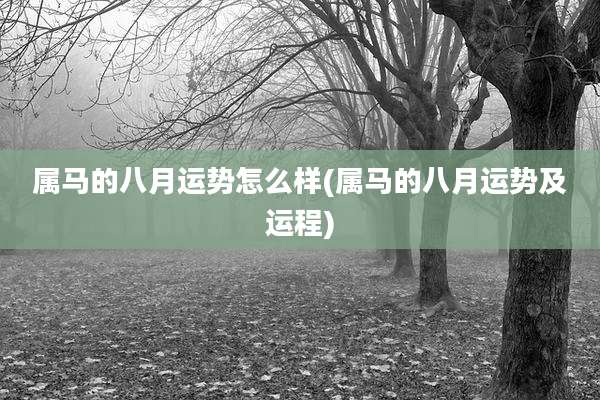 属马的八月运势怎么样(属马的八月运势及运程)