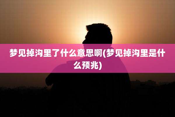 梦见掉沟里了什么意思啊(梦见掉沟里是什么预兆)