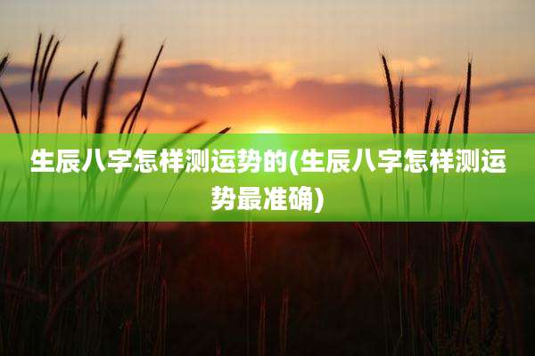 生辰八字怎样测运势的(生辰八字怎样测运势最准确)