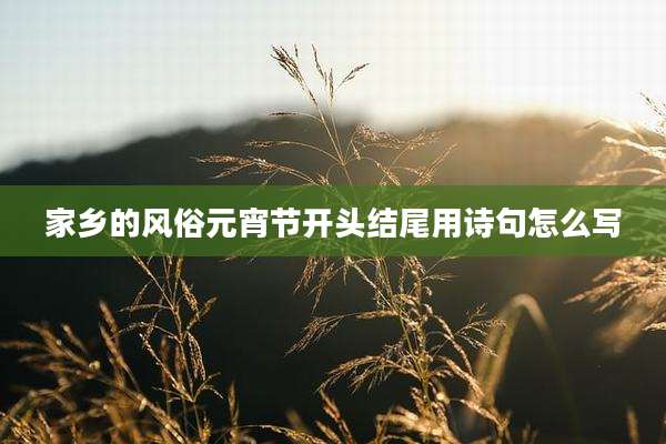 家乡的风俗元宵节开头结尾用诗句怎么写