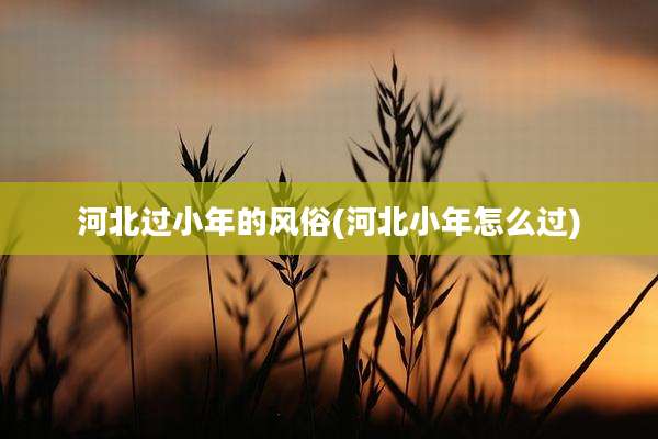 河北过小年的风俗(河北小年怎么过)