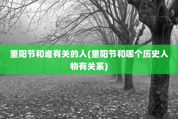 重阳节和谁有关的人(重阳节和哪个历史人物有关系)
