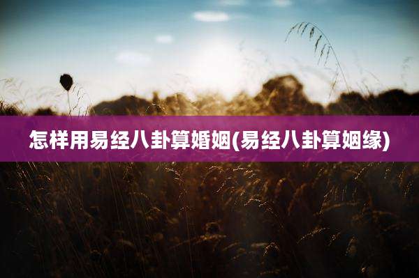 怎样用易经八卦算婚姻(易经八卦算姻缘)