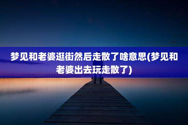 梦见和老婆逛街然后走散了啥意思(梦见和老婆出去玩走散了)