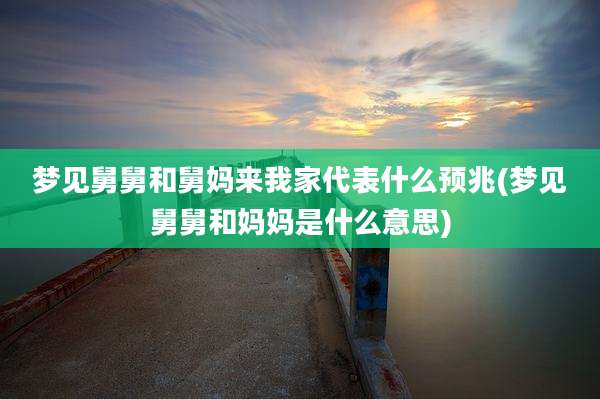 梦见舅舅和舅妈来我家代表什么预兆(梦见舅舅和妈妈是什么意思)