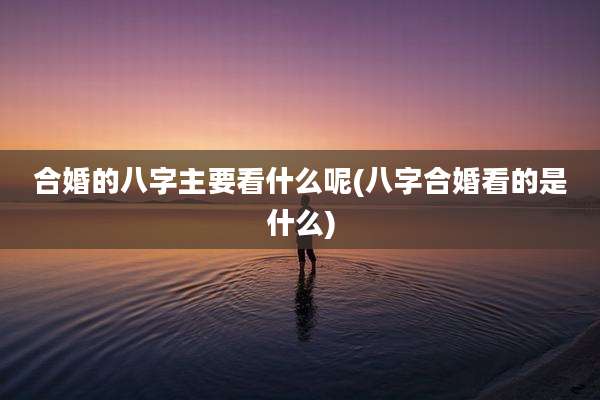 合婚的八字主要看什么呢(八字合婚看的是什么)