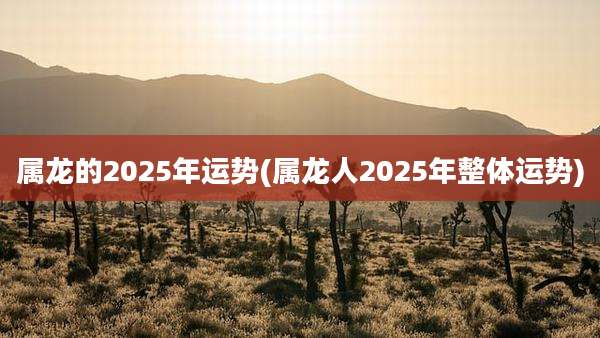 属龙的2025年运势(属龙人2025年整体运势)
