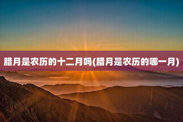 腊月是农历的十二月吗(腊月是农历的哪一月)
