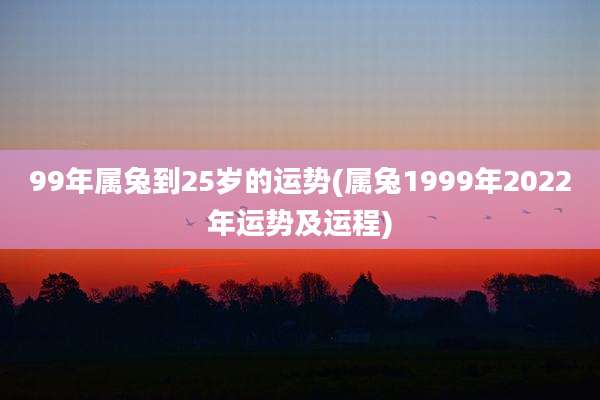 99年属兔到25岁的运势(属兔1999年2022年运势及运程)