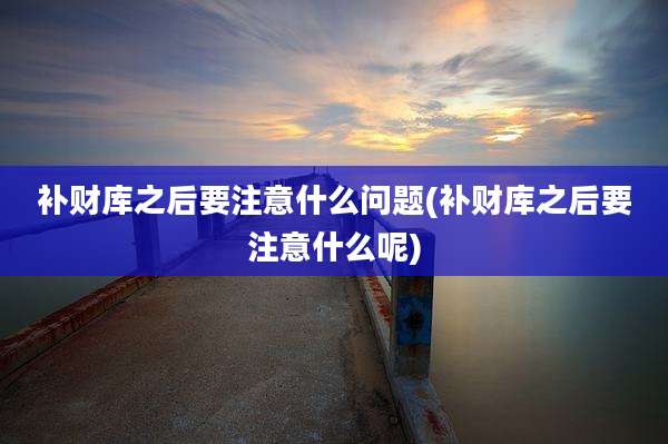 补财库之后要注意什么问题(补财库之后要注意什么呢)