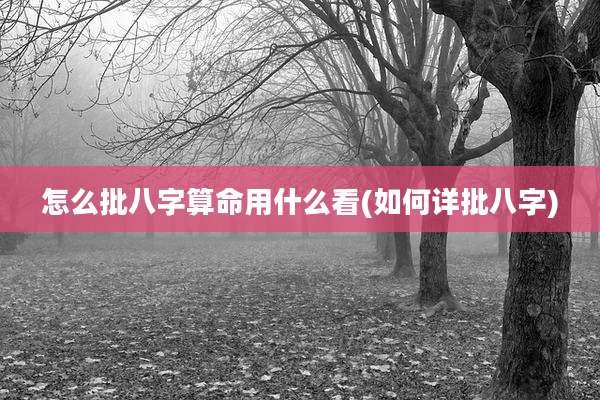 怎么批八字算命用什么看(如何详批八字)