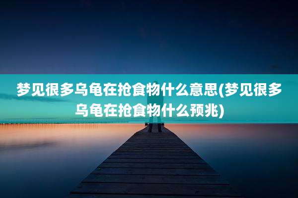 梦见很多乌龟在抢食物什么意思(梦见很多乌龟在抢食物什么预兆)