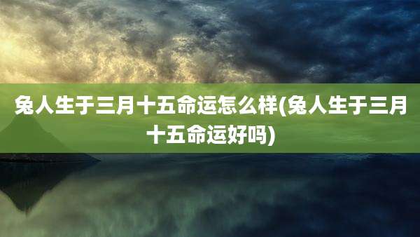 兔人生于三月十五命运怎么样(兔人生于三月十五命运好吗)
