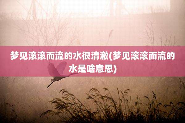 梦见滚滚而流的水很清澈(梦见滚滚而流的水是啥意思)