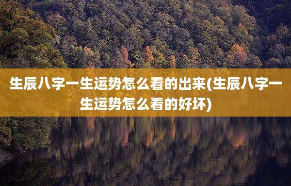 生辰八字一生运势怎么看的出来(生辰八字一生运势怎么看的好坏)