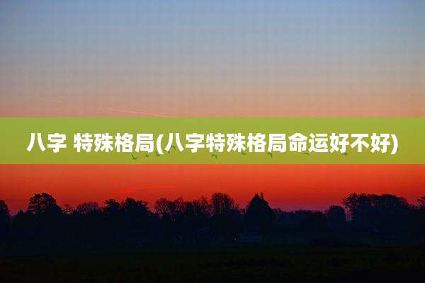八字 特殊格局(八字特殊格局命运好不好)