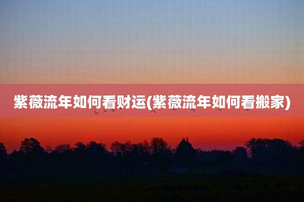 紫薇流年如何看财运(紫薇流年如何看搬家)