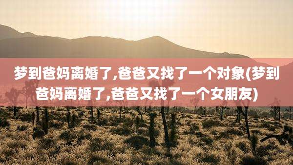 梦到爸妈离婚了,爸爸又找了一个对象(梦到爸妈离婚了,爸爸又找了一个女朋友)