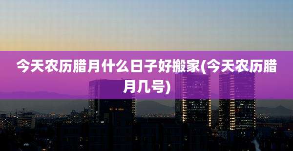今天农历腊月什么日子好搬家(今天农历腊月几号)