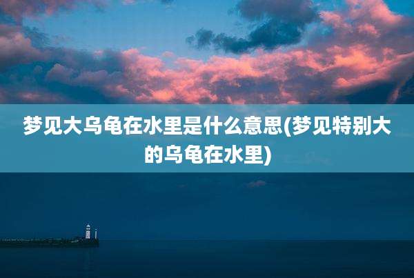 梦见大乌龟在水里是什么意思(梦见特别大的乌龟在水里)
