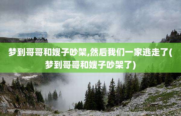 梦到哥哥和嫂子吵架,然后我们一家逃走了(梦到哥哥和嫂子吵架了)