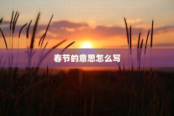 春节的意思怎么写