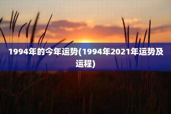 1994年的今年运势(1994年2021年运势及运程)