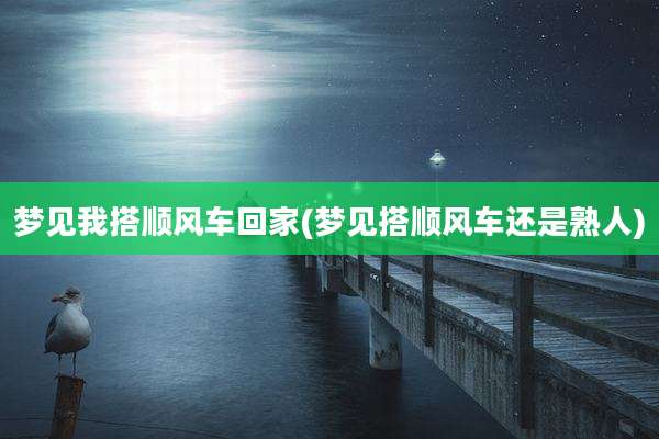 梦见我搭顺风车回家(梦见搭顺风车还是熟人)