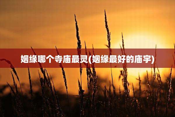 姻缘哪个寺庙最灵(姻缘最好的庙宇)