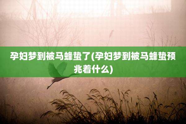 孕妇梦到被马蜂蛰了(孕妇梦到被马蜂蛰预兆着什么)