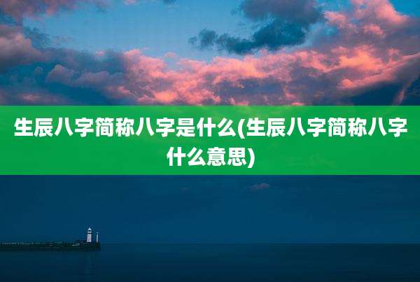 生辰八字简称八字是什么(生辰八字简称八字什么意思)