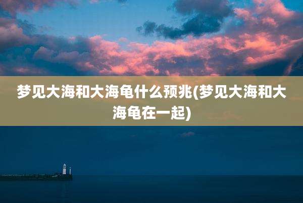 梦见大海和大海龟什么预兆(梦见大海和大海龟在一起)