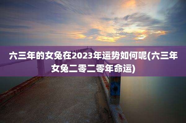 六三年的女兔在2023年运势如何呢(六三年女兔二零二零年命运)