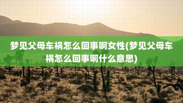梦见父母车祸怎么回事啊女性(梦见父母车祸怎么回事啊什么意思)