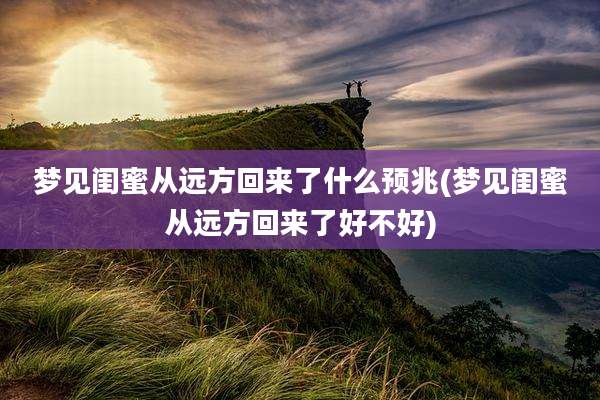 梦见闺蜜从远方回来了什么预兆(梦见闺蜜从远方回来了好不好)