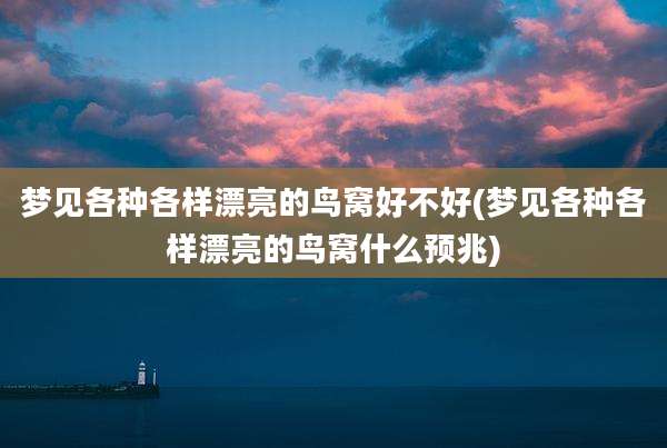 梦见各种各样漂亮的鸟窝好不好(梦见各种各样漂亮的鸟窝什么预兆)