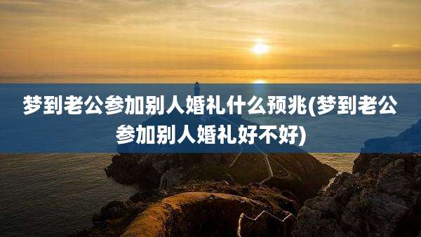 梦到老公参加别人婚礼什么预兆(梦到老公参加别人婚礼好不好)