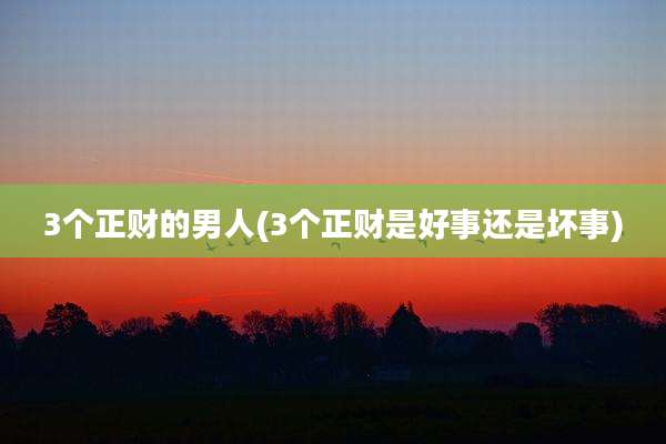 3个正财的男人(3个正财是好事还是坏事)