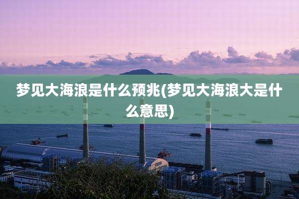 梦见大海浪是什么预兆(梦见大海浪大是什么意思)