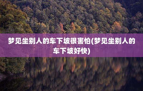 梦见坐别人的车下坡很害怕(梦见坐别人的车下坡好快)