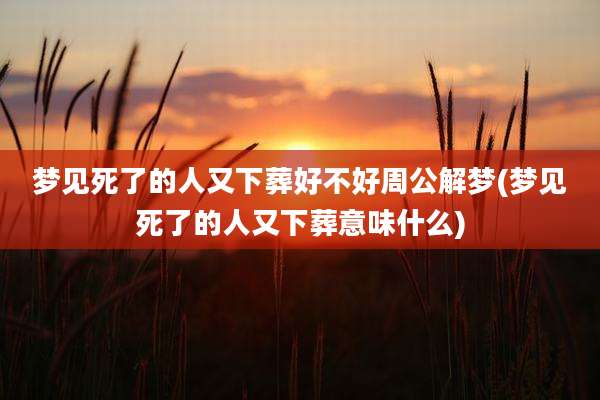 梦见死了的人又下葬好不好周公解梦(梦见死了的人又下葬意味什么)