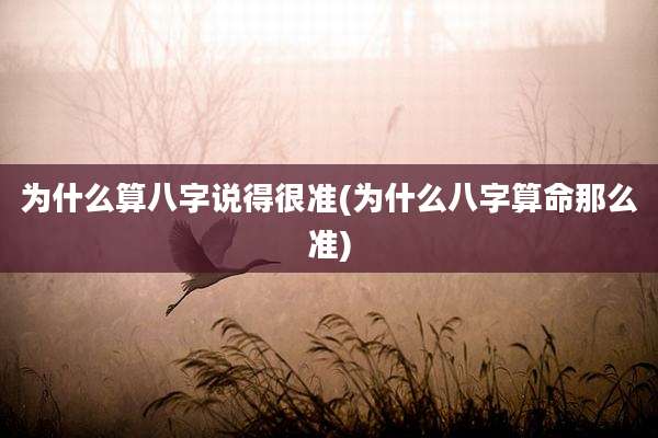 为什么算八字说得很准(为什么八字算命那么准)