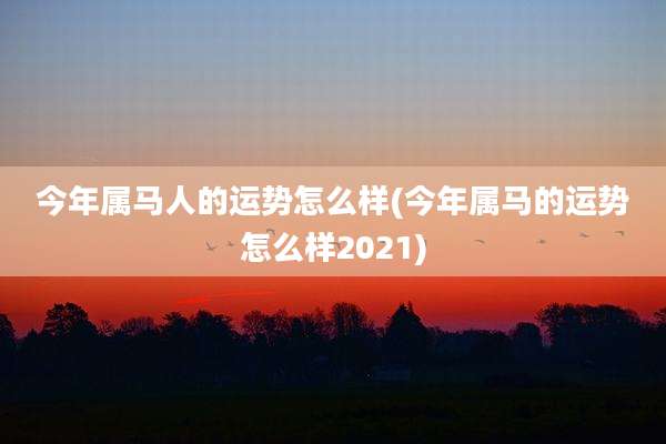 今年属马人的运势怎么样(今年属马的运势怎么样2021)