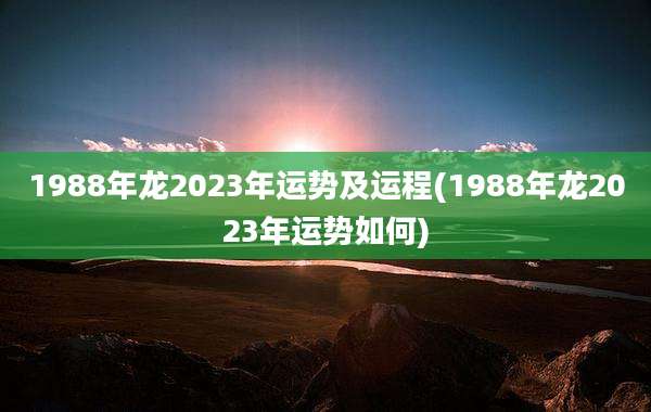 1988年龙2023年运势及运程(1988年龙2023年运势如何)