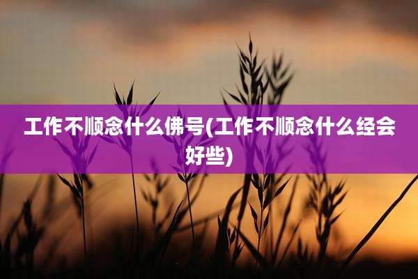 工作不顺念什么佛号(工作不顺念什么经会好些)