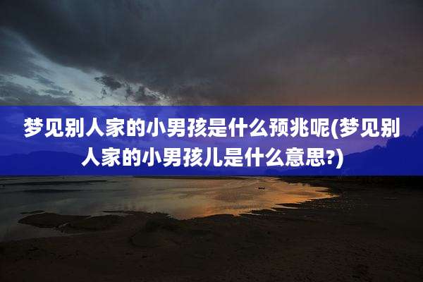 梦见别人家的小男孩是什么预兆呢(梦见别人家的小男孩儿是什么意思?)