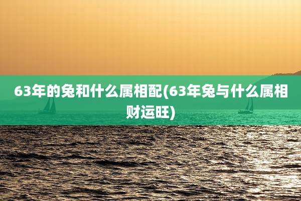63年的兔和什么属相配(63年兔与什么属相财运旺)