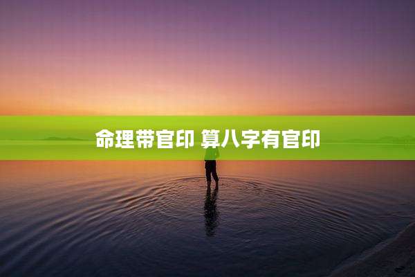命理带官印 算八字有官印